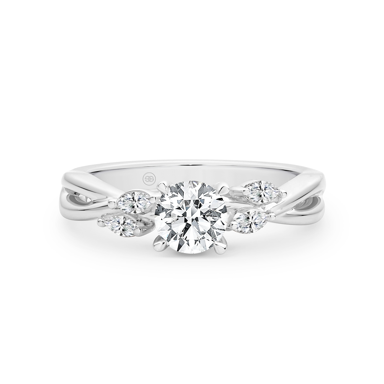Round Brilliant &#038; Marquise Diamond Engagement Ring