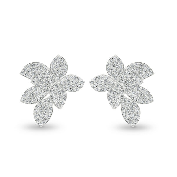 Flower Pave Cubic Zirconia Silver Ivy Earrings | LR-ES23