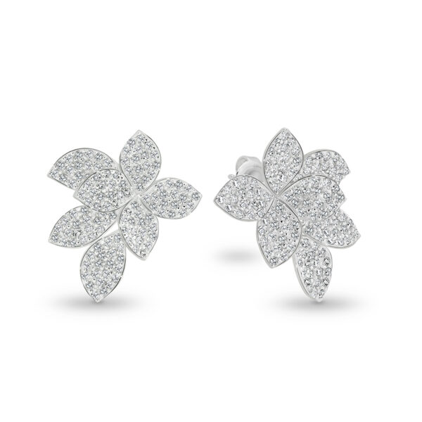 Flower Pave Cubic Zirconia Silver Ivy Earrings | LR-ES23