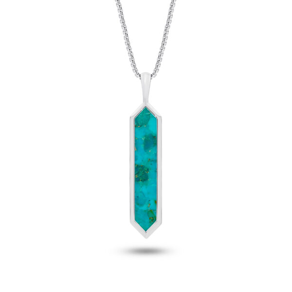 Sterling Silver & Reconstructed Turquoise Pointed Necklace | MRG-N22