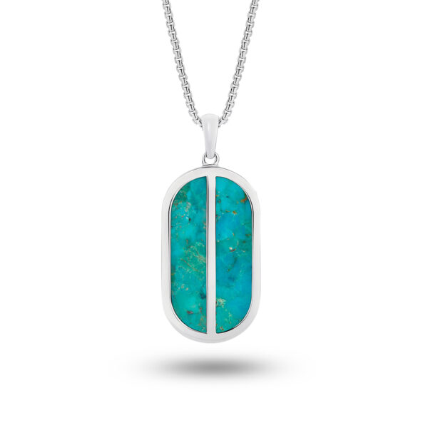 Sterling Silver & Reconstructed Turquoise Tag Pendant | MRG-N23-50-55CM