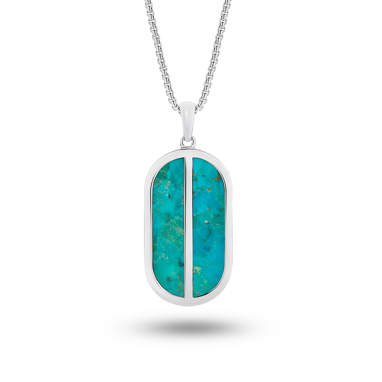 Sterling Silver &#038; Reconstructed Turquoise Tag Pendant