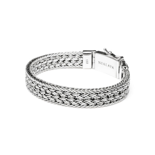Nialaya Men's Silver Braided Chain Bracelet | MSP_021