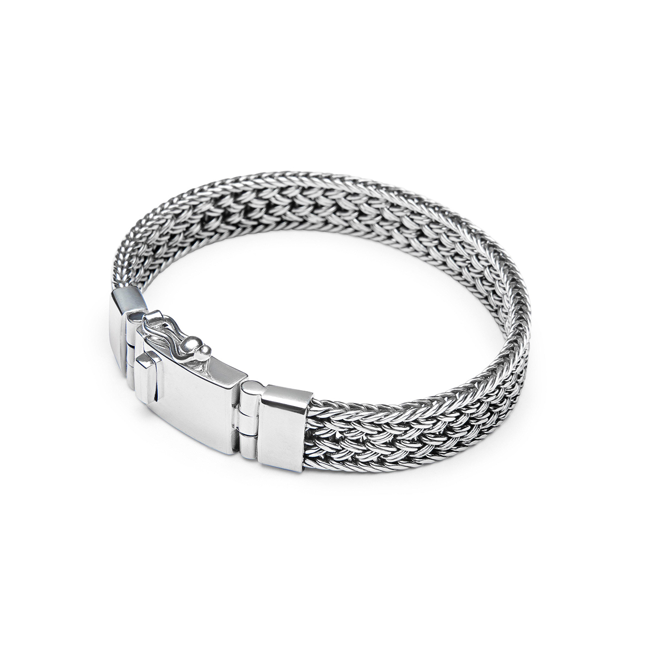 Nialaya Men's Silver Braided Chain Bracelet