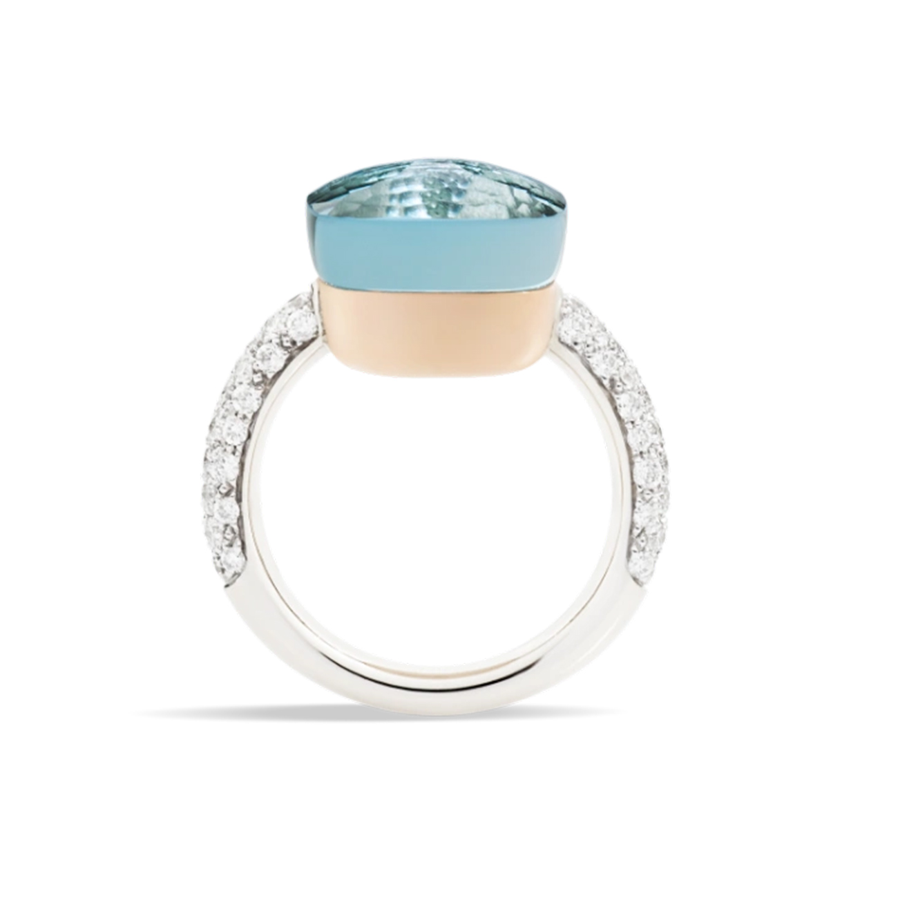 Pomellato Maxi Nudo ring with Sky Blue Topaz and Diamonds