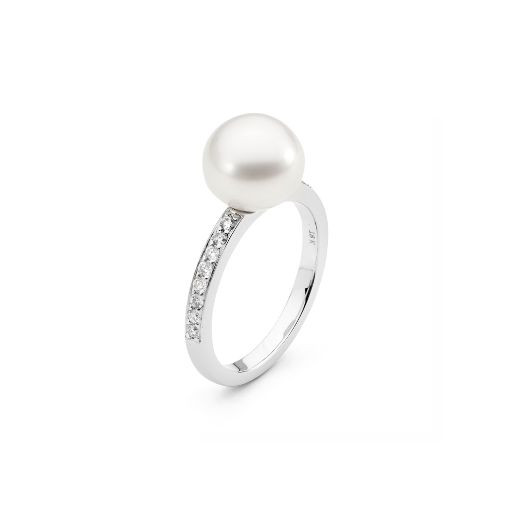 Allure South Sea Pearl Bead Set Diamond Ring