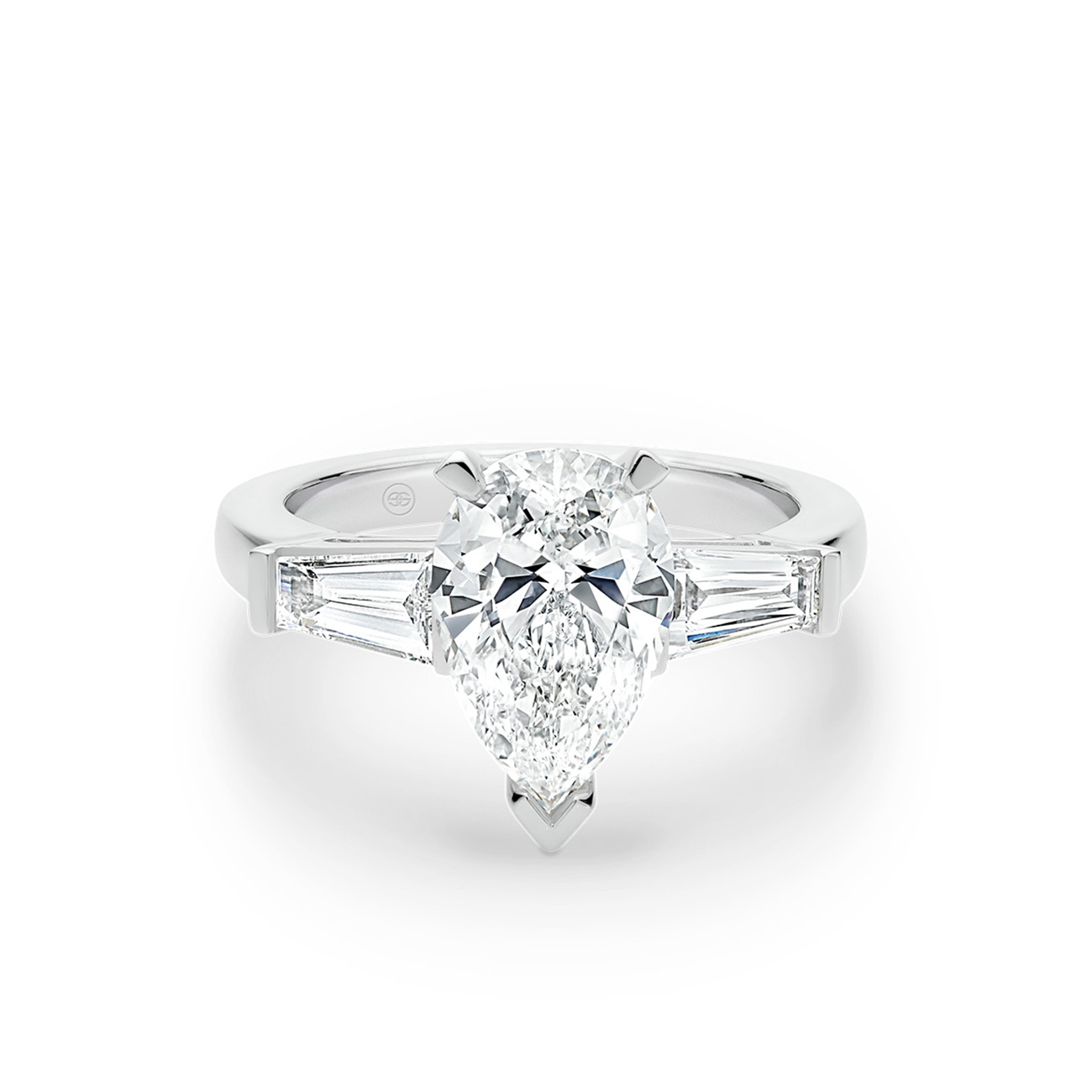 Trilogy Pear & Baguette Diamond Engagement Ring