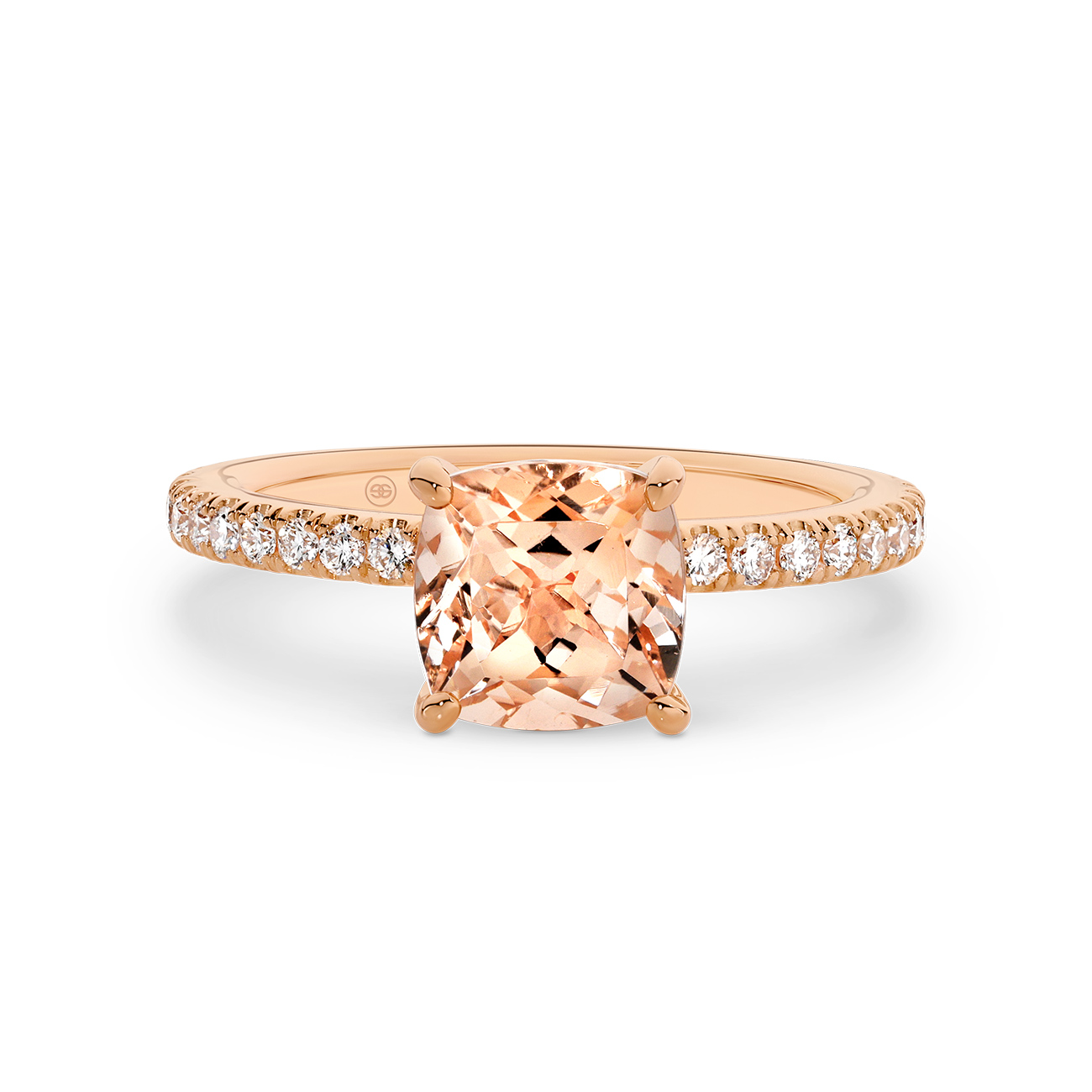 Morganite and Diamond Band Engagement Ring