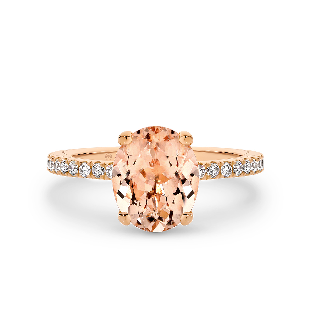 Morganite and Diamond Band Engagement Ring