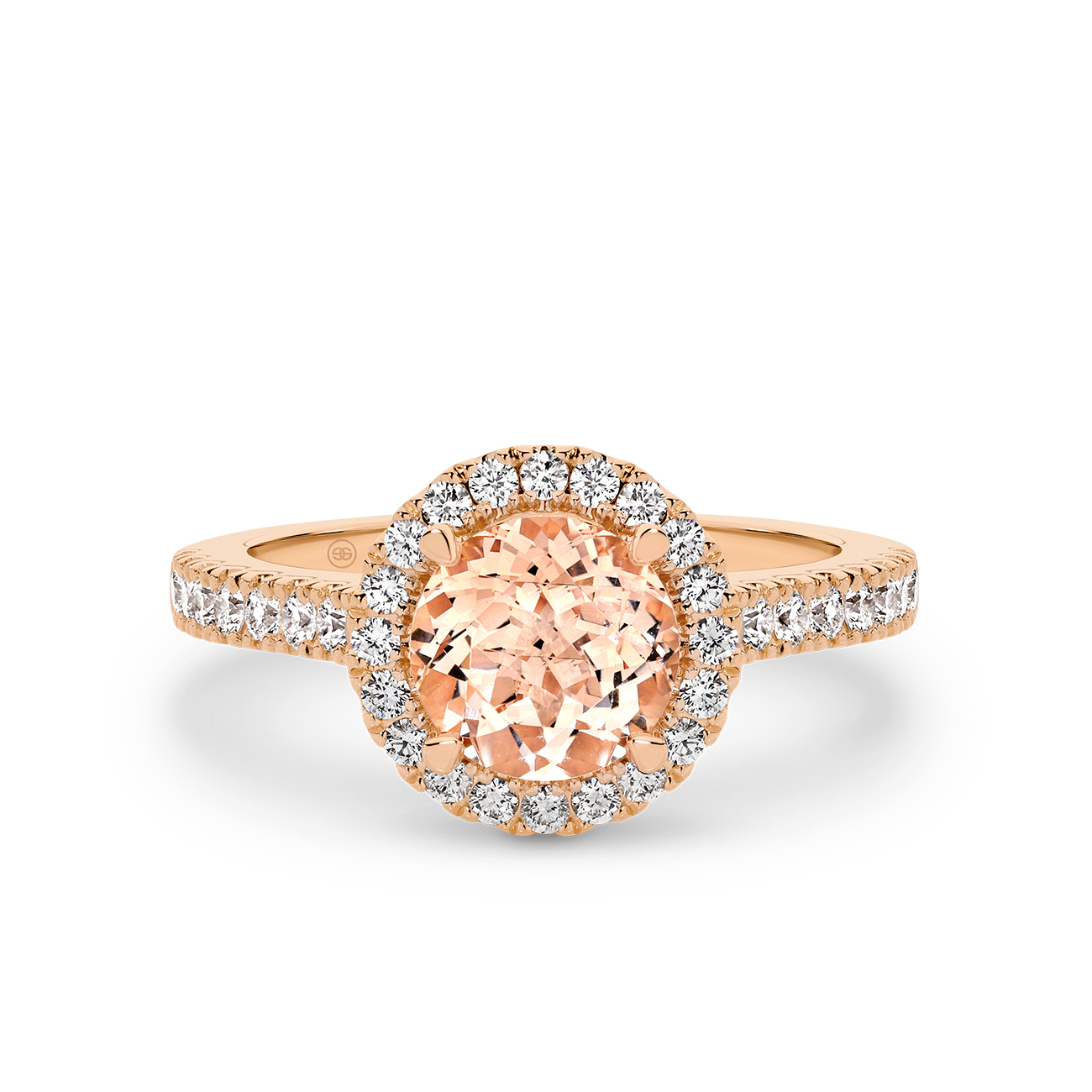 Morganite and Diamond Halo Engagement  Ring