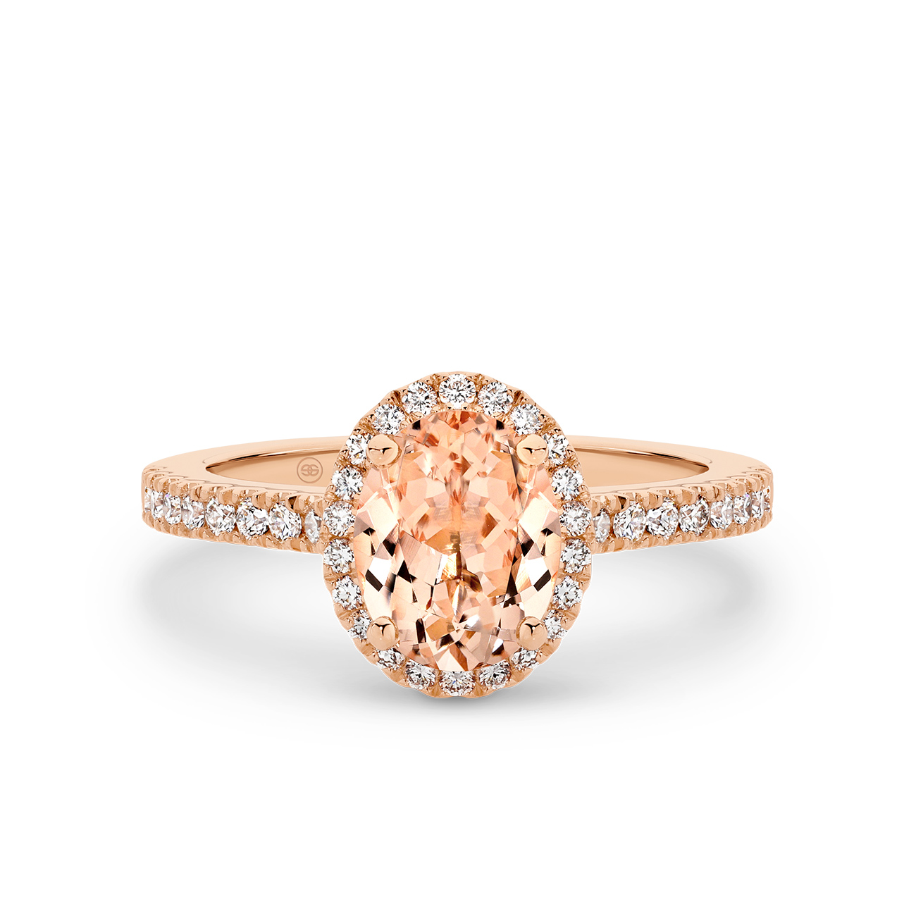 Morganite and Diamond Halo Engagement  Ring