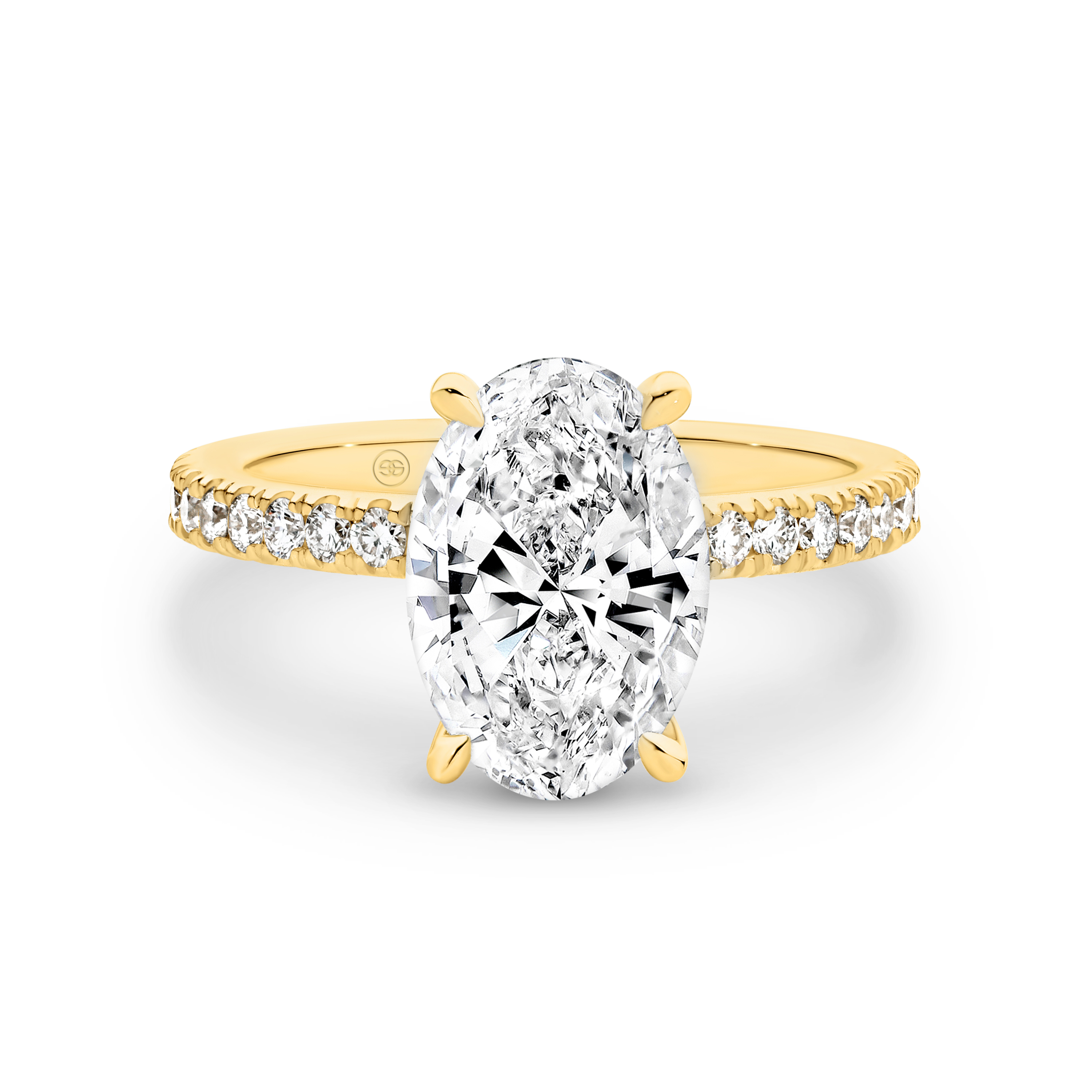 Oval Shape Diamond Band Engagement Ring