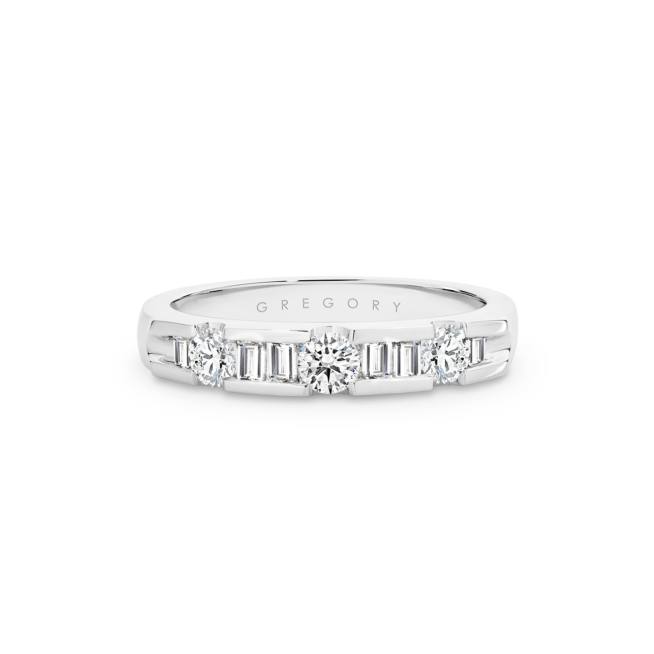 18K White Gold Channel Set Diamond Band - Large