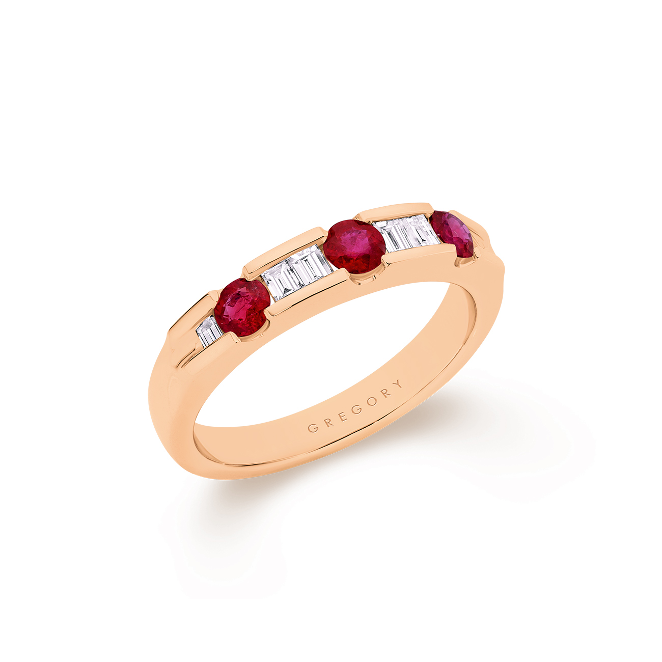 18K Rose Gold Channel Set Ruby &#038; Diamond Band- Large