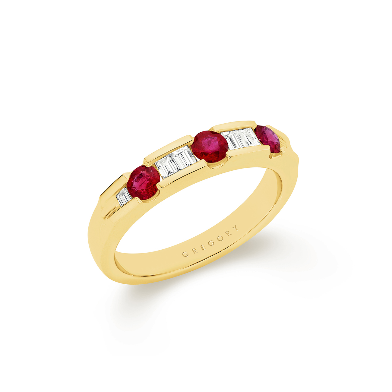 18K Yellow Gold Channel Set Ruby &#038; Diamond Band &#8211; Large