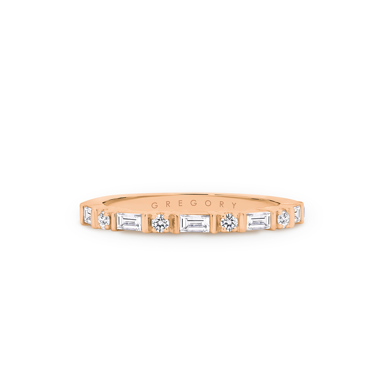 18K Rose Gold Baguette &#038; Round Brilliant Diamond Band