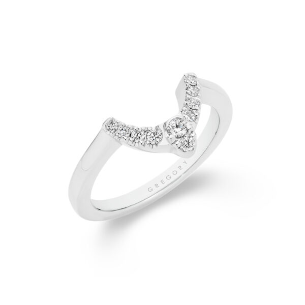 18K White Gold Round Brilliant U-Shape Pointed Diamond Band | B624 WG