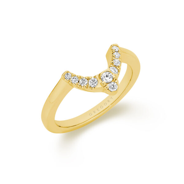 18K Yellow Gold Round Brilliant U-Shape Pointed Diamond Band | B624 YG