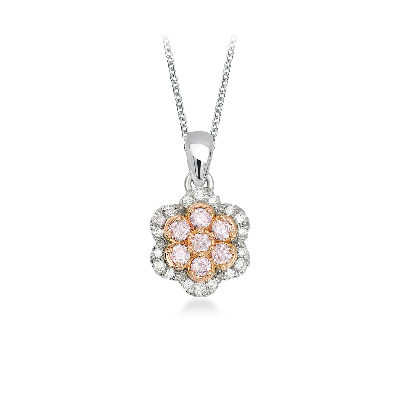 White &#038; Argyle Pink Diamond Blush Paisley Pendant