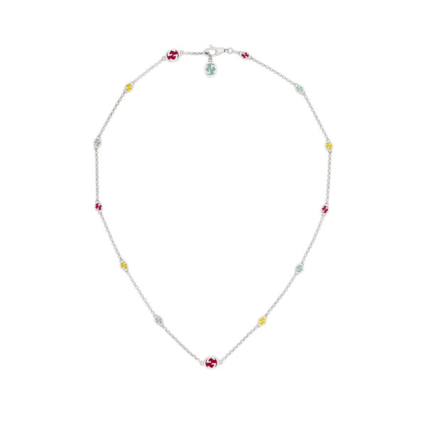 Necklace in sterling silver with Interlocking G details and colored enamel