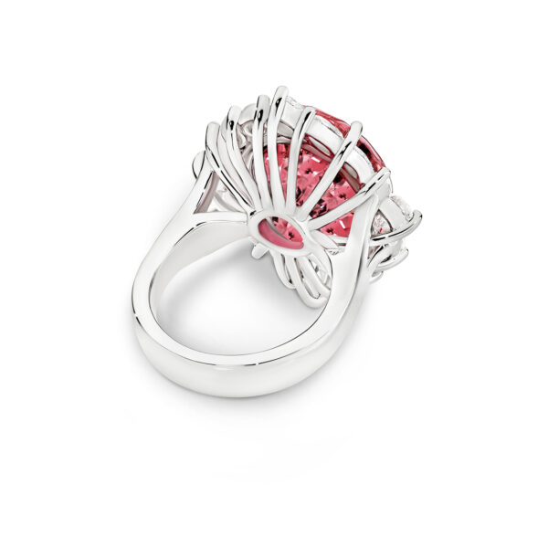 18K White Gold Pink Tourmaline & Diamond Cluster Cocktail Ring | CAD1459R