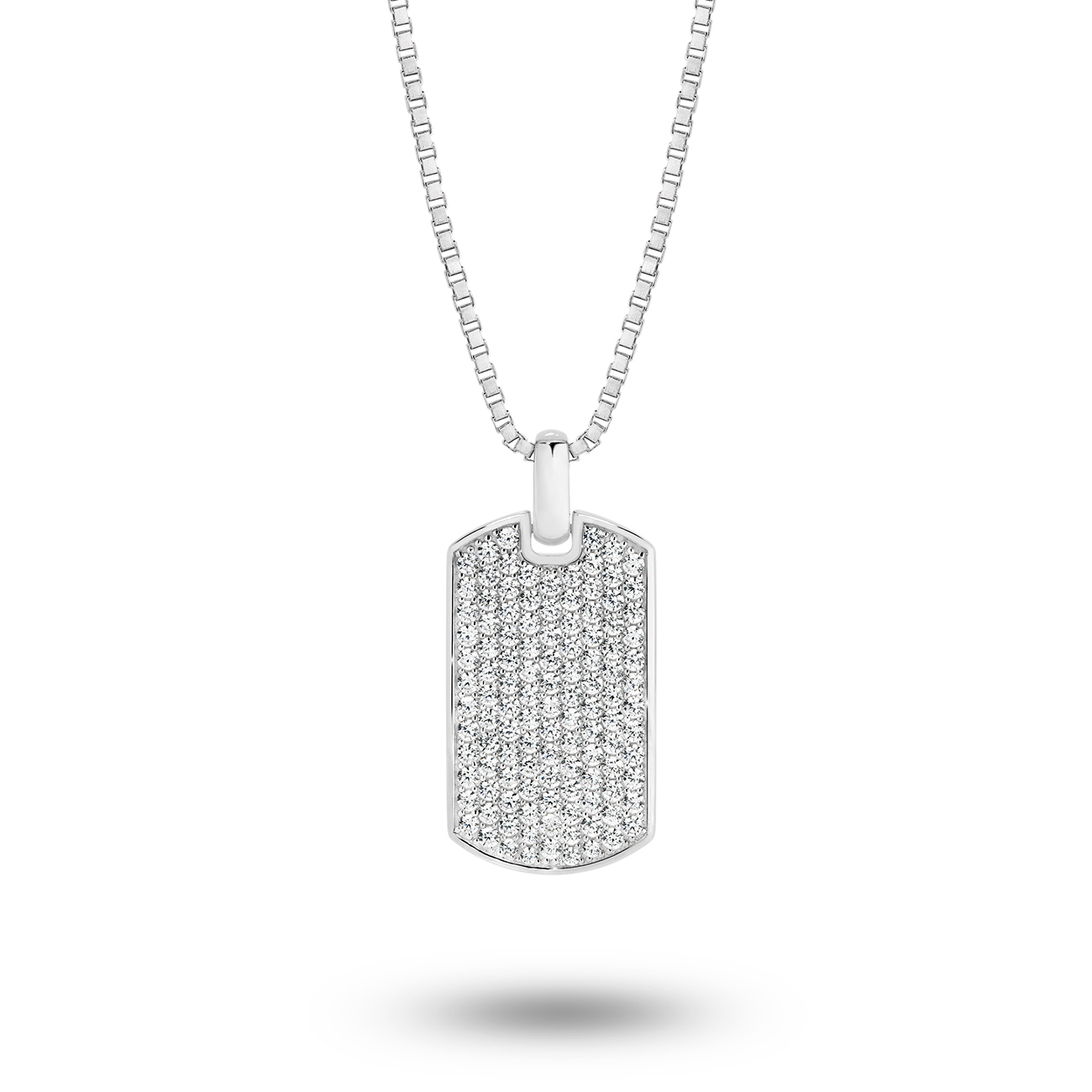 Sterling Silver &#038; Cubic Zirconia Pave Tag Necklace