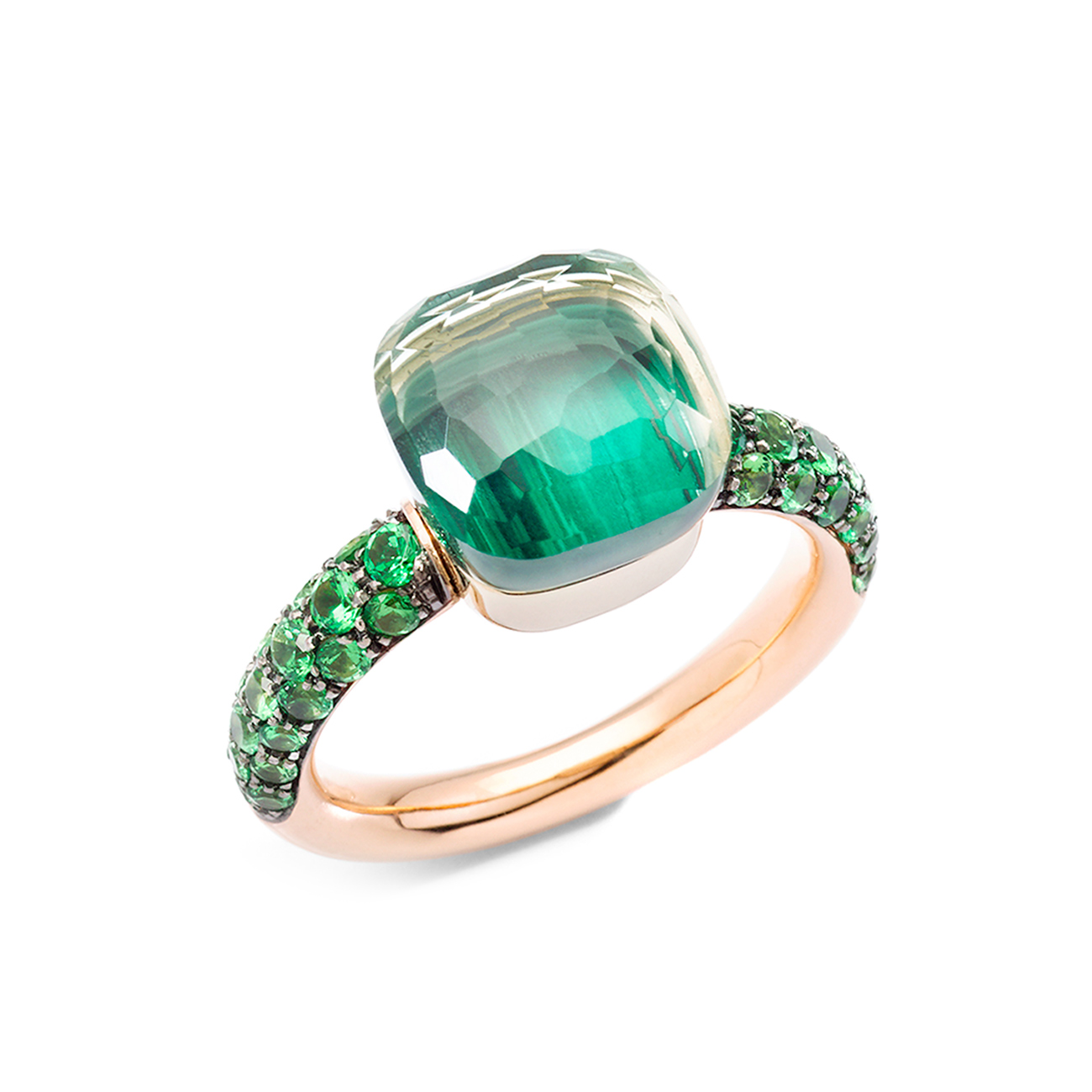 Pomellato Nudo Classic Prasiolite and Malachite Doublet Ring