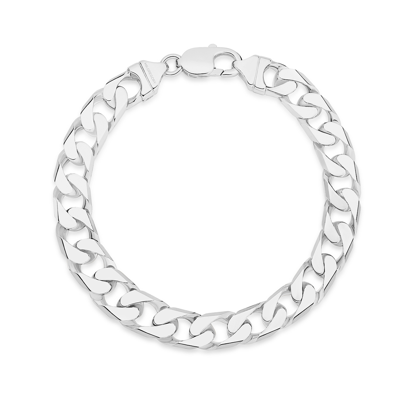 Sterling Silver Thick Squared Curb Link Bracelet &#8211; Large