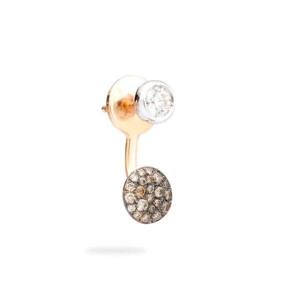 Pomellato Sabbia Earring with a White Diamond Solitaire and Brown Diamonds | PHC3052_O6BWR_DB0BR