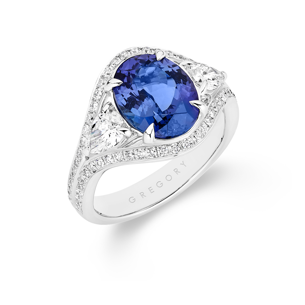 Tanzanite &#038; Diamond Cocktail Ring In 18K White Gold