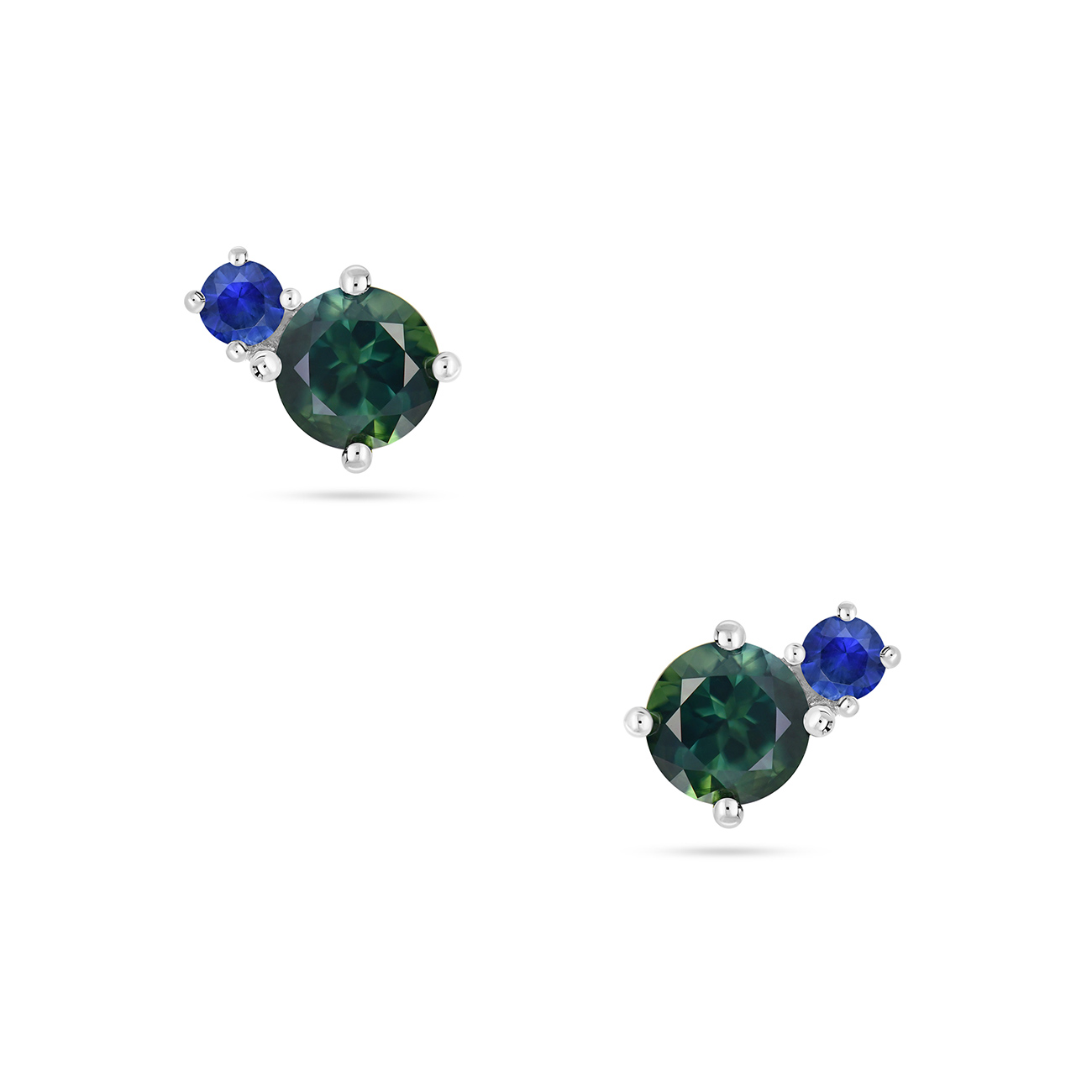 Teal &#038; Blue Australian Sapphire Toi Et Moi Earrings