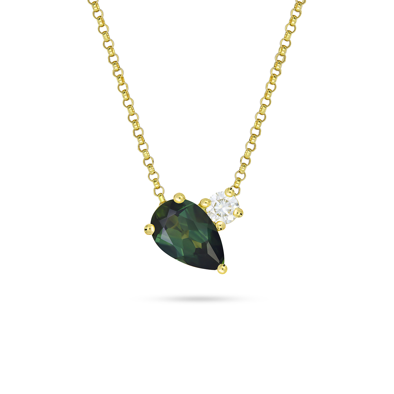 Teal Australian Sapphire &#038; Diamond Toi Et Moi Necklace