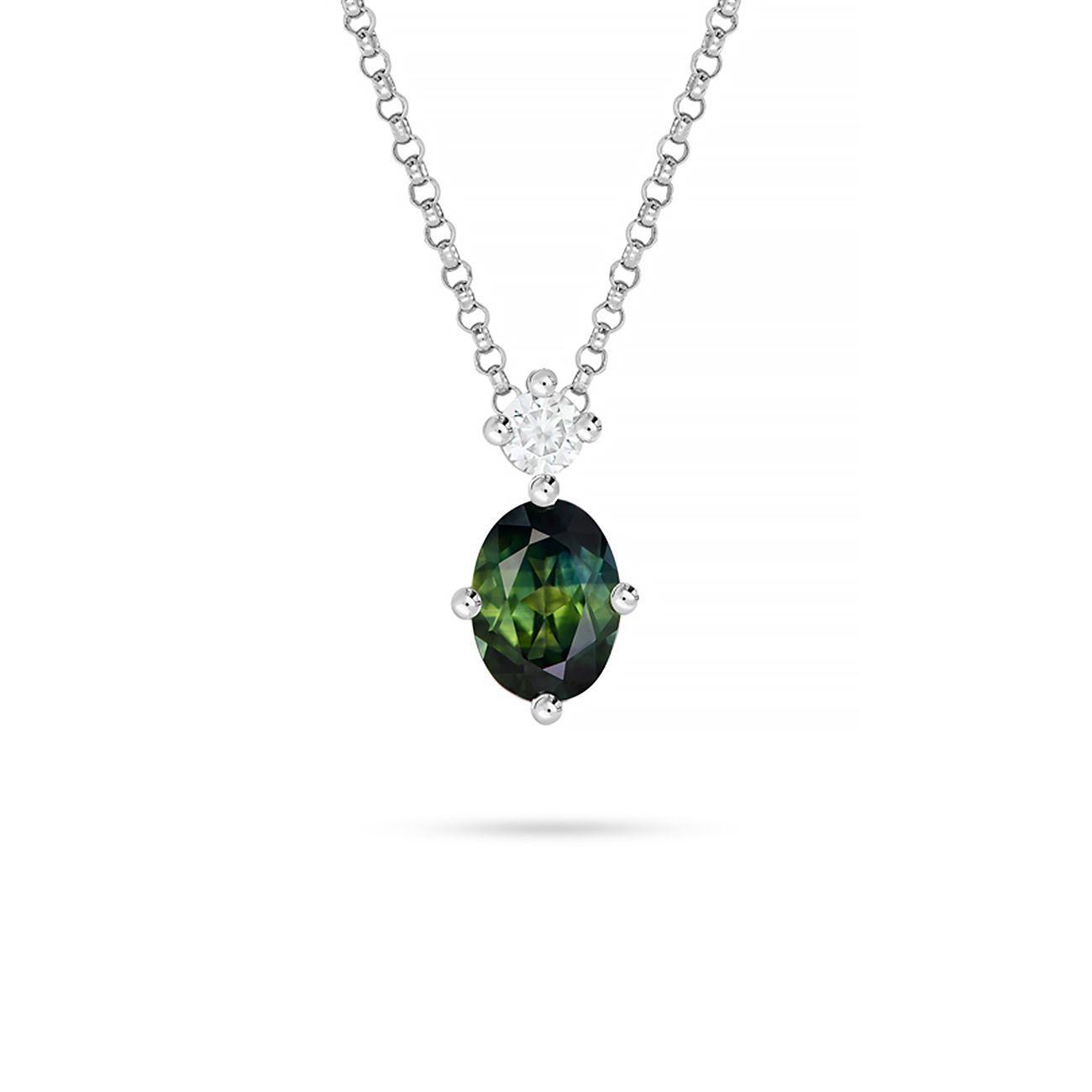 Teal Parti Australian Sapphire &#038; Diamond Fleur Necklace