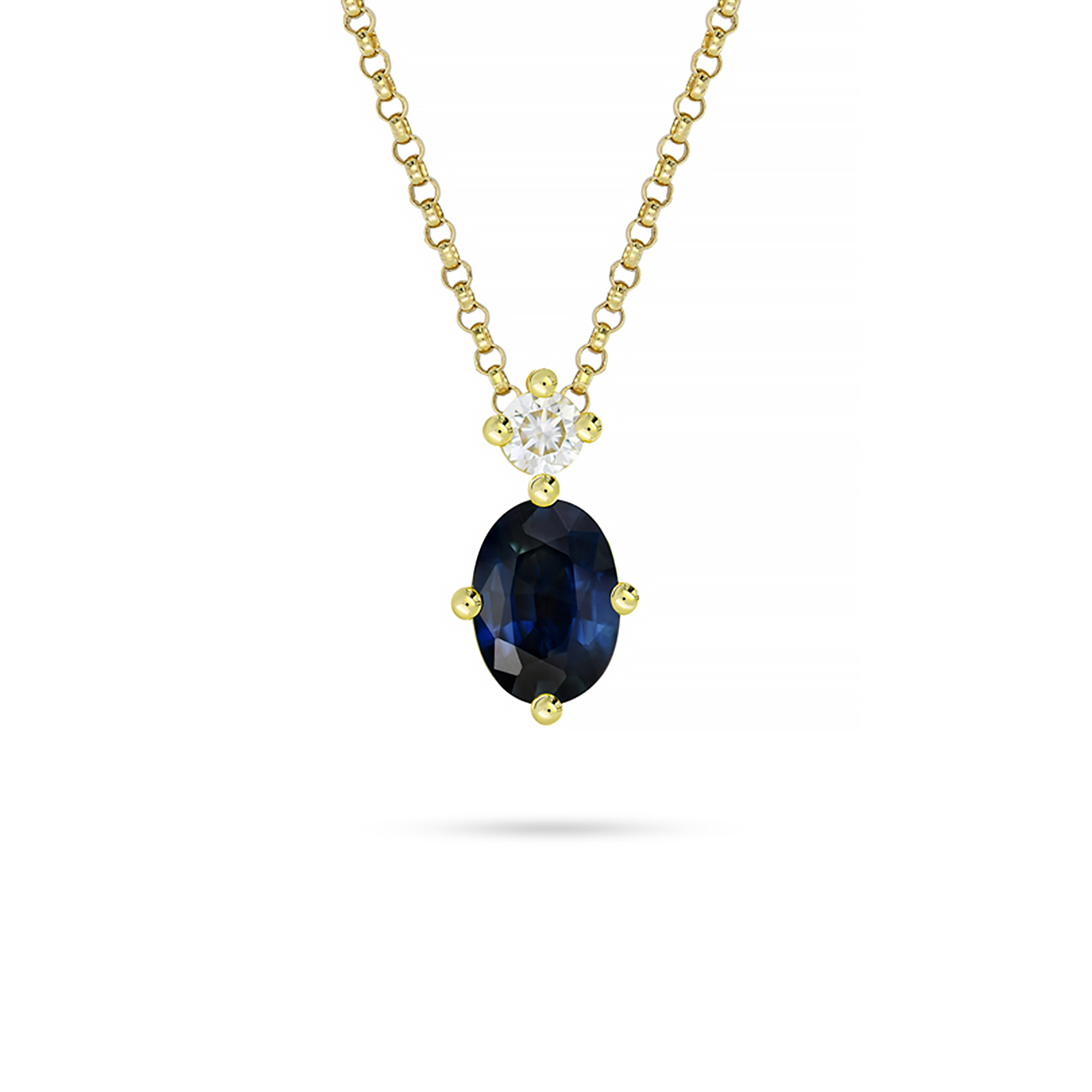 Blue Australian Sapphire &#038; Diamond Fleur Necklace