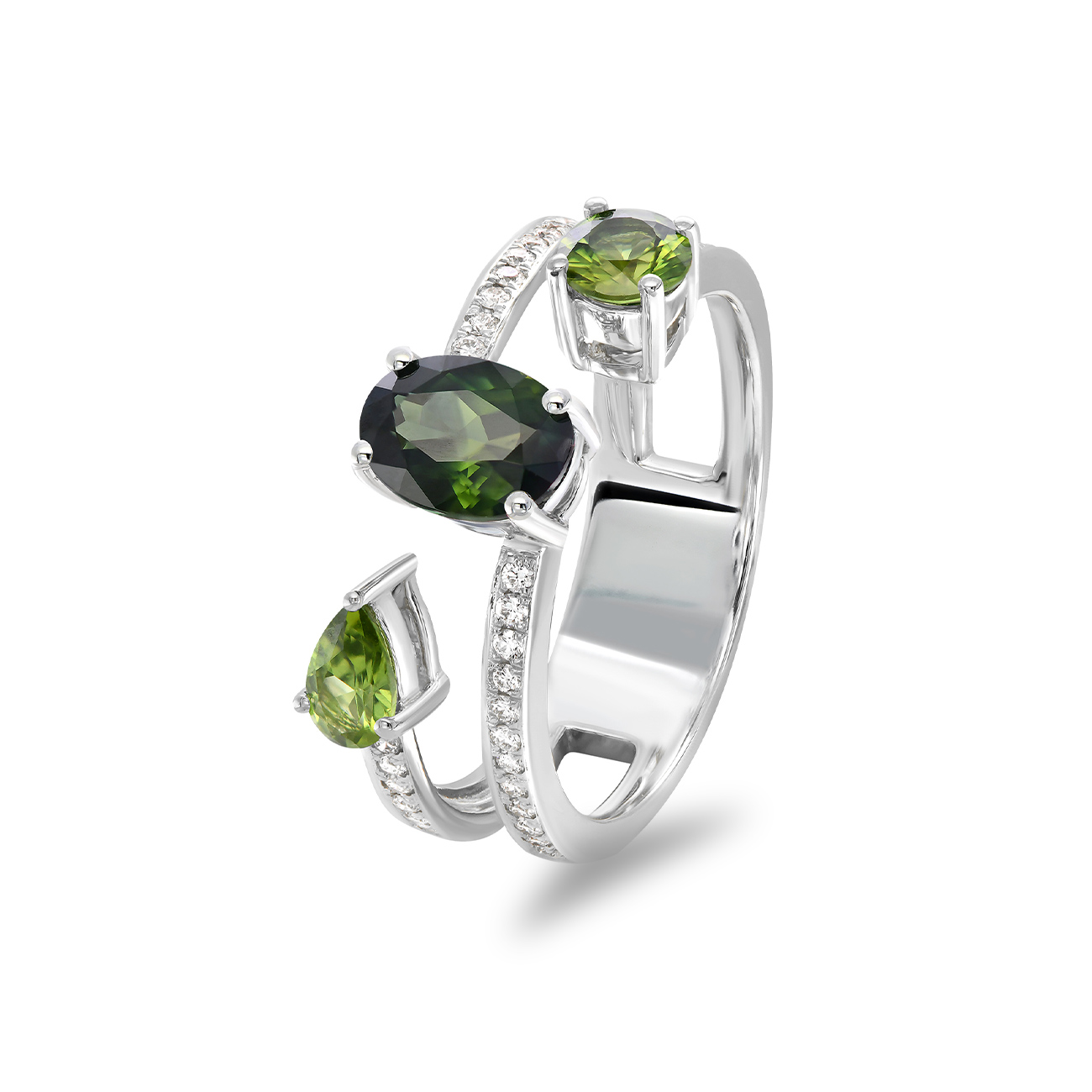 Green Australian Sapphire &#038; Diamond Yooralla Ring