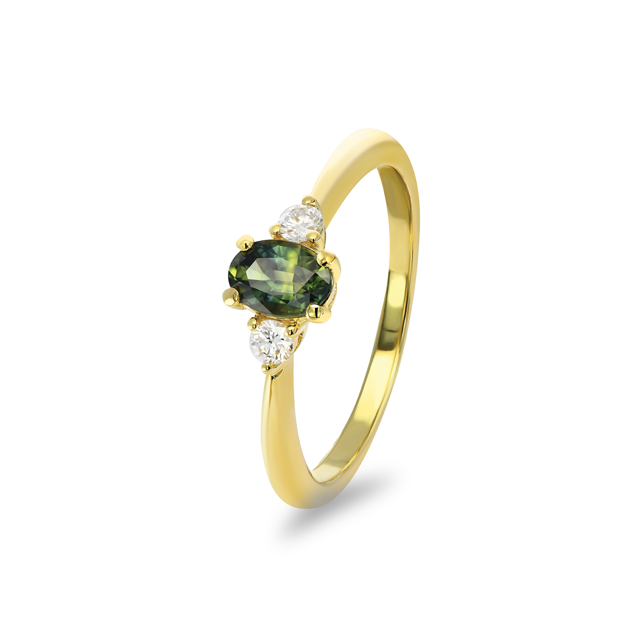 Green Australian Sapphire &#038; Diamond Belle Ring