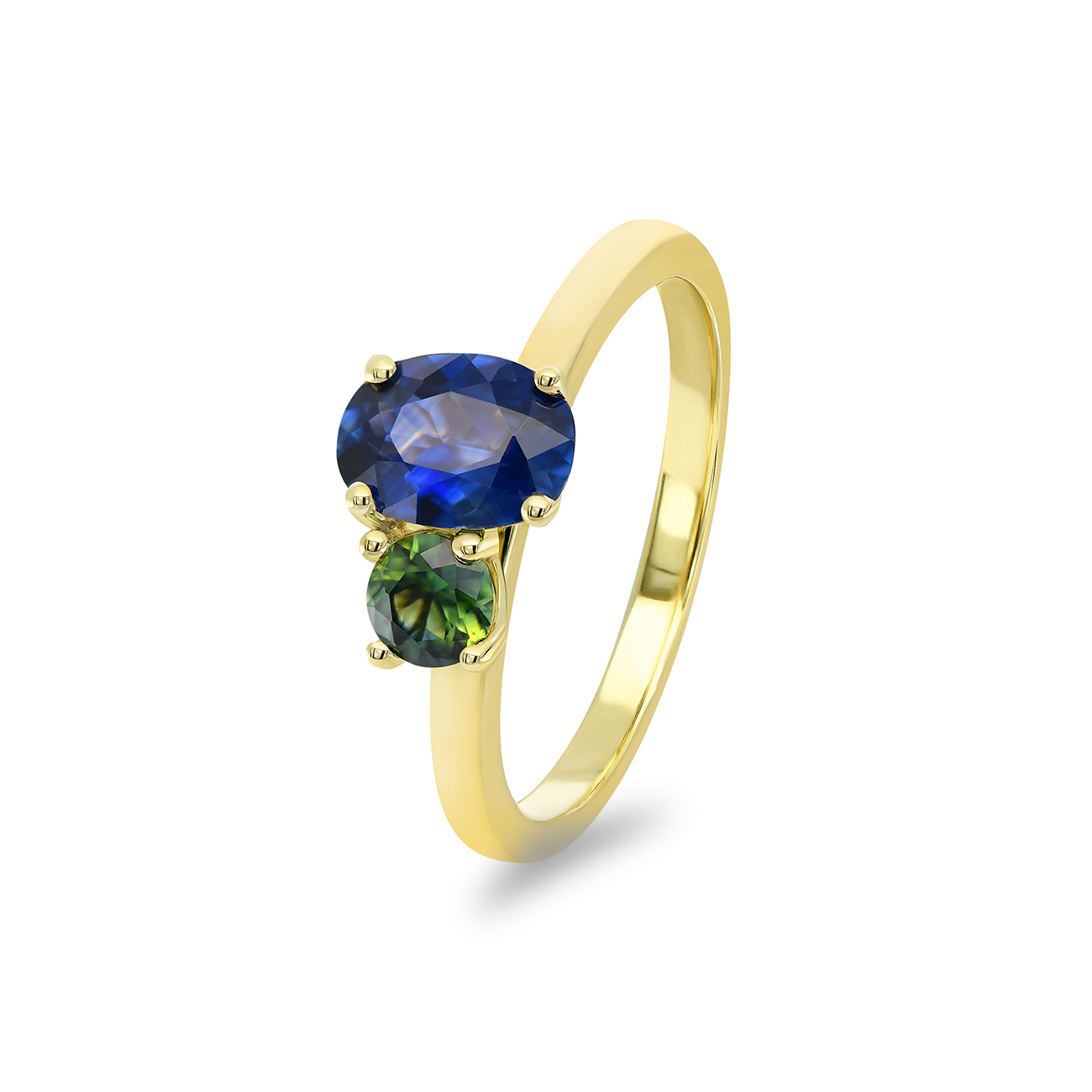Blue &#038; Teal Australian Sapphire Toi Et Moi Ring