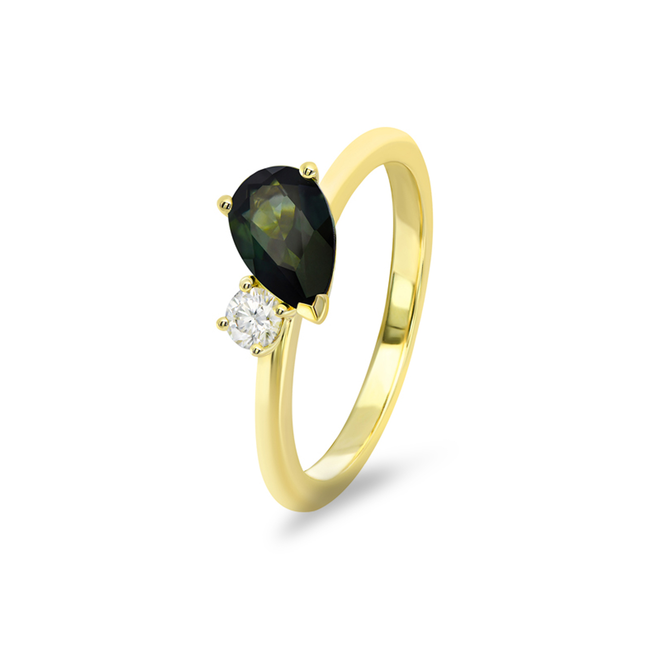 Teal Australian Sapphire &#038; Diamond Toi Et Moi Ring