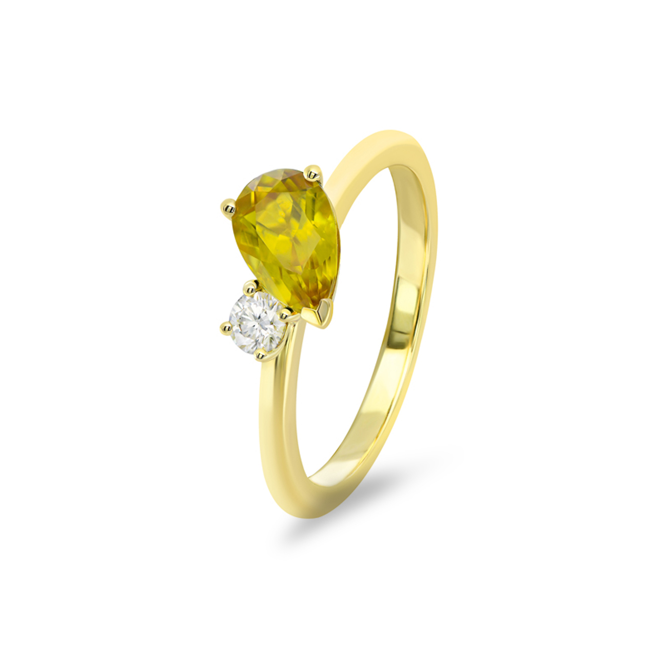 Golden Yellow Australian Sapphire &#038; Diamond Toi Et Moi Ring