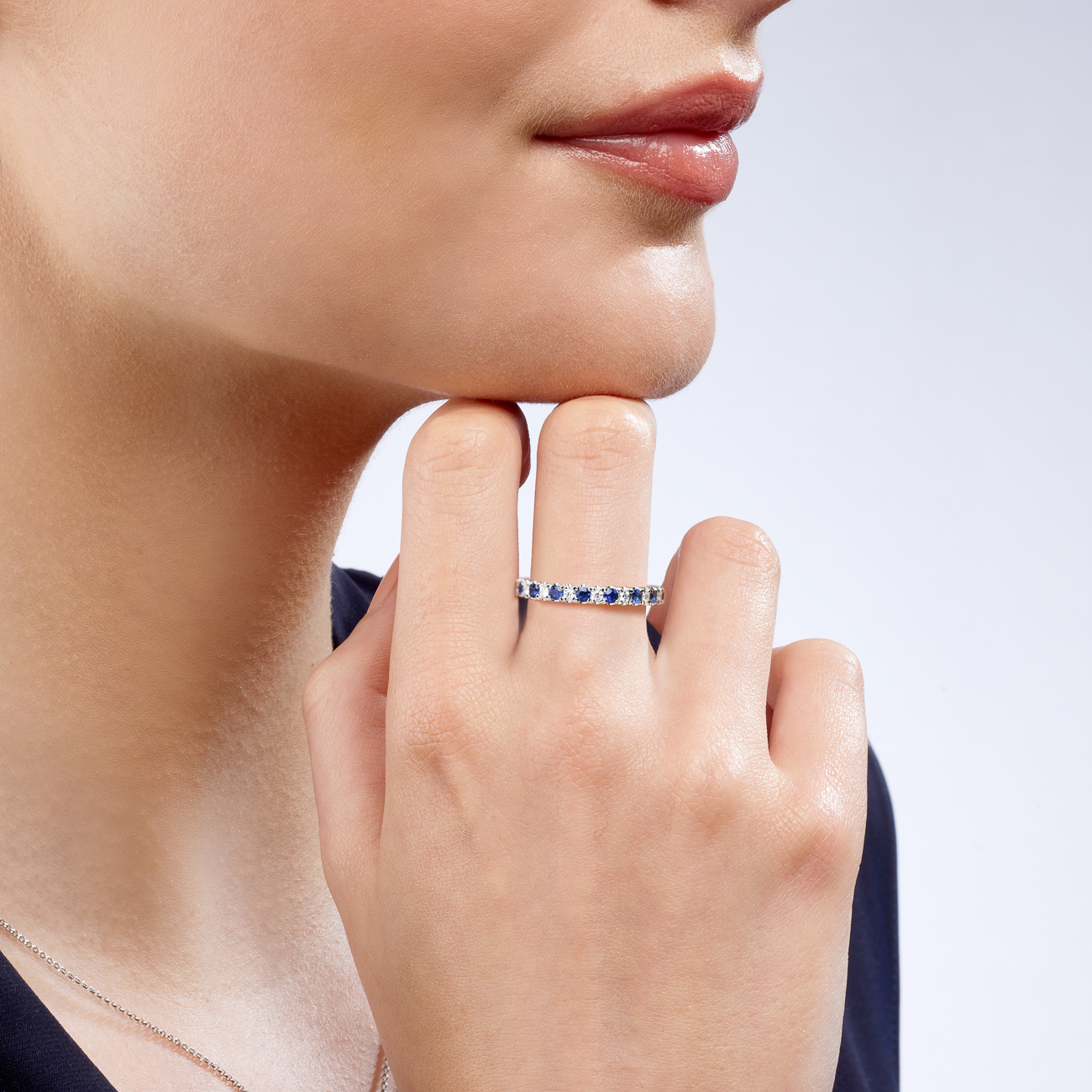 Blue Australian Sapphire &#038; Diamond Kailani Ring