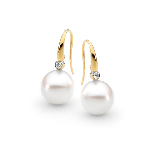 Allure South Sea Pearl & Diamond Earrings In 18K Yellow & White Gold