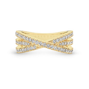 18K Yellow Gold Intertwined Round Brilliant Diamond Band