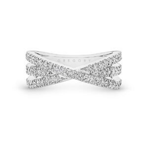 18K White Gold Intertwined Round Brilliant Diamond Band