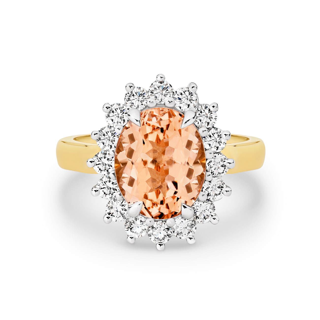 Icon Oval Morganite and Diamond Cluster Ring