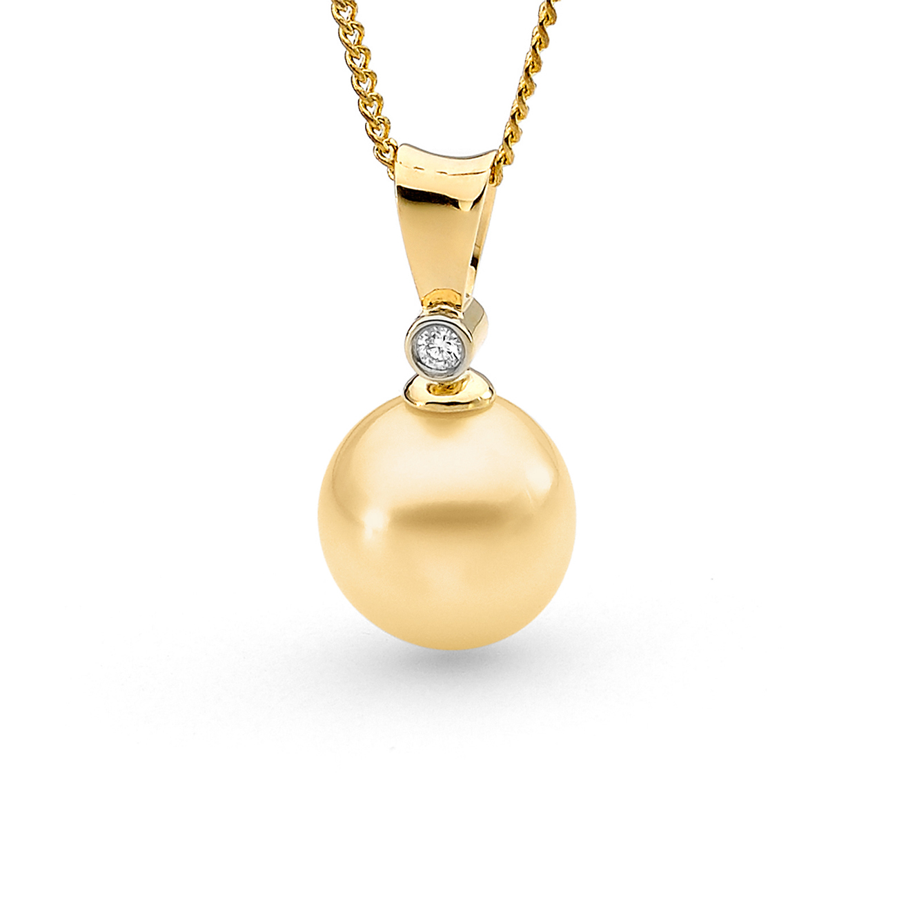 Allure Intense Gold South Sea Pearl &#038; Diamond Pendant In 18K Yellow Gold