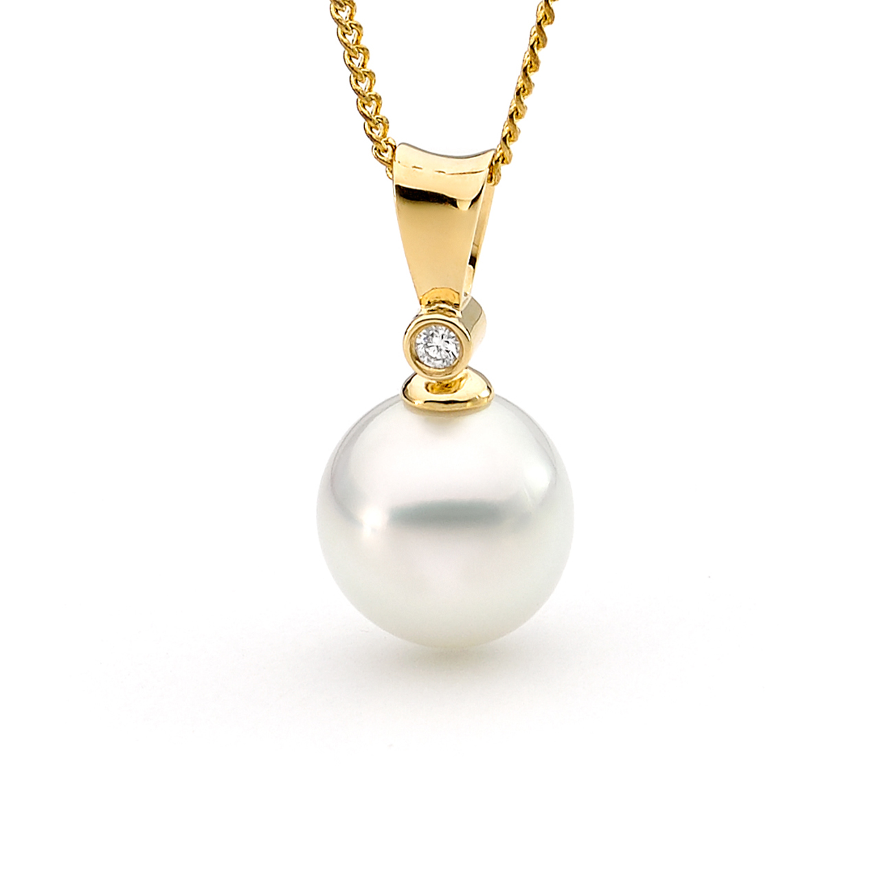 Allure South Sea Pearl &#038; Diamond Pendant In 18K Yellow Gold