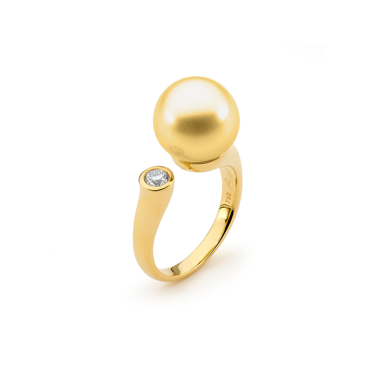 Allure Intense Gold South Sea Pearl Bezel Set Diamond Split Ring