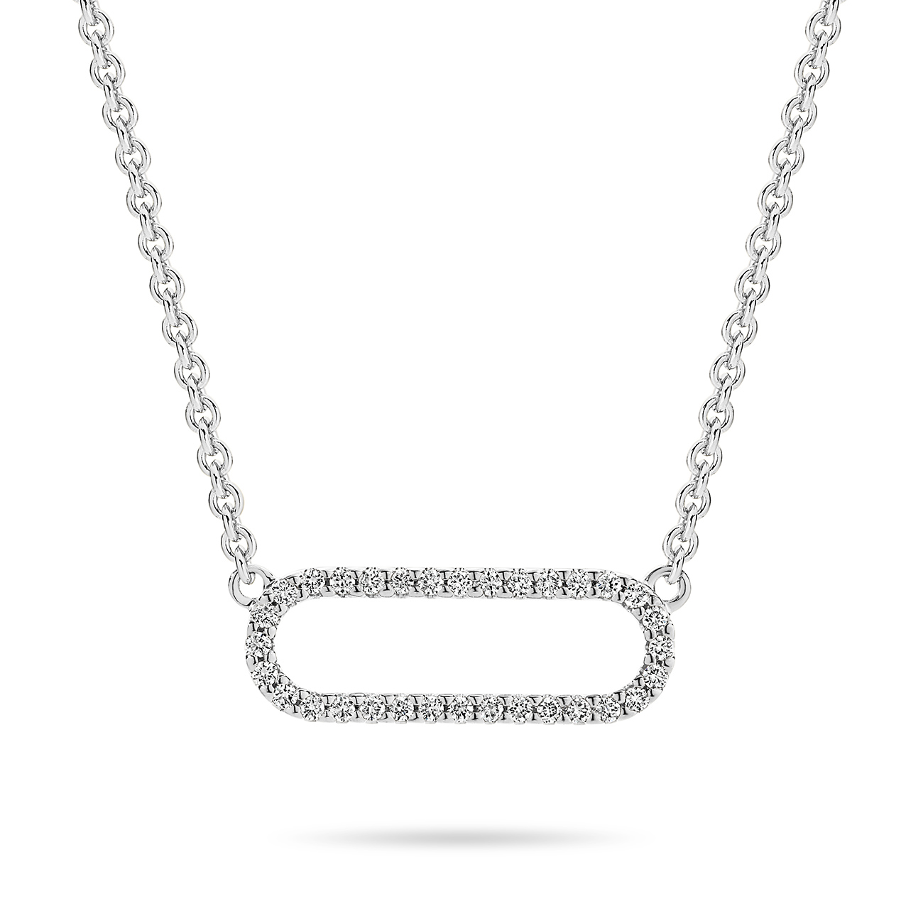 Diamond Claw Set Link Necklace in 18K White Gold
