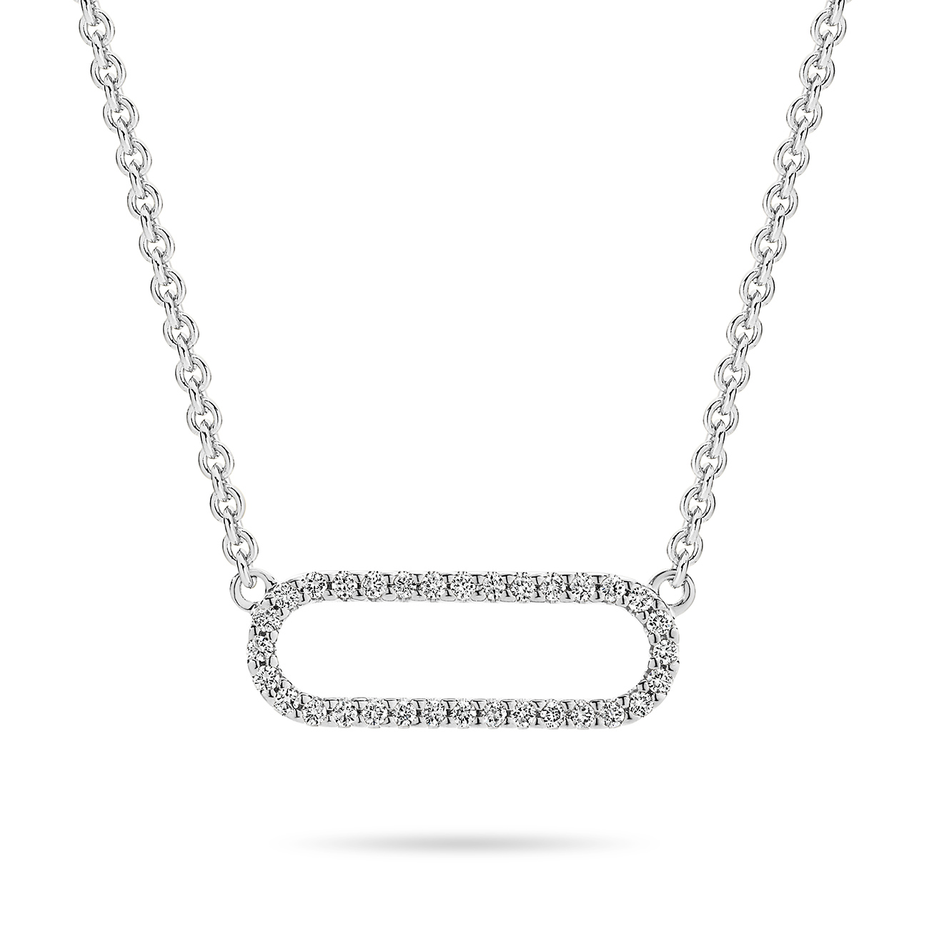 18K White Gold Diamond Claw Set Link Necklace