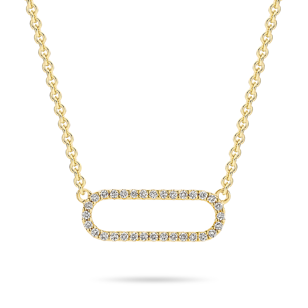 18K Yellow Gold Diamond Claw Set Link Necklace